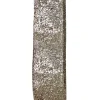 WIRED RIBBON 2.5″x10 YDS. CHAMPANGE W/ GLITTER