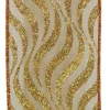 WIRED RIBBON 2.5″X10 YDS COPPER/ GOLD W/ WAVE STRIPE / GLITTER