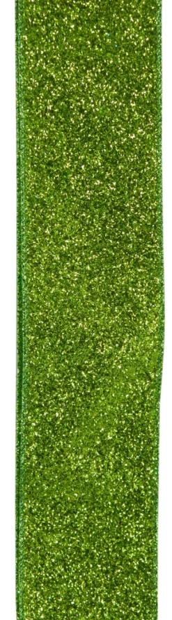 WIRED RIBBON 2.5″X10 YDS GREEN GLITTER