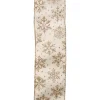 WIRED RIBBON 2.5″X10 YDS IVORY W/ GOLD GLITTER SNOWFLAKES