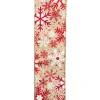 WIRED RIBBON 2.5″X10 YDS NATURAL W/ RED GLITTER SNOWFLAKES