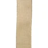WIRED RIBBON 2.5″X10 YDS NATURAL W/GOLD GLITTER CRISS-CROSS PATTERN
