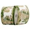 WIRED RIBBON 2.5″x10 YDS. NATURAL W/ WHITE STANDING REINDEER