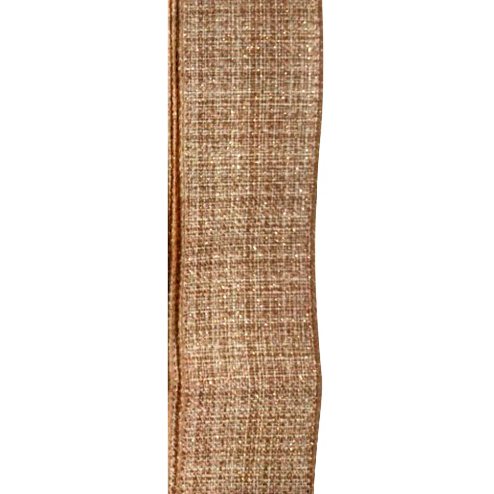 WIRED RIBBON 2.5″x10 YDS. NATURAL/WHITE W/ FAUX BURLAP