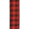 WIRED RIBBON 2.5″X10 YDS RED/ BLACK BURLAP LOOK CHECK