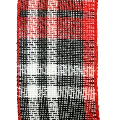 WIRED RIBBON 2.5″X10 YDS RED/ BLACK/ WHITE PLAID