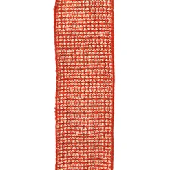 WIRED RIBBON 2.5″X10 YDS RED W/NAT. WEAVE