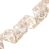 WIRED RIBBON 2.5″x10 YDS. ROSE GOLD SHEER W/ GLITTER LEAF VINE