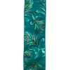 WIRED RIBBON 2.5″X10 YDS TURQUOISE W/ PEACOCK FEATHER
