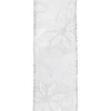 WIRED RIBBON 2.5″X10 YDS WHITE BURLAP SATEEN W/ WHITE POINSETTIA