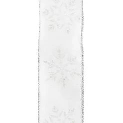 WIRED RIBBON 2.5″X10 YDS WHITE SHEAR W/IRR. SNFLK