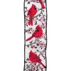 WIRED RIBBON 2.5″X10 YDS WHITE W/ RED CARDINAL IN BRANCH