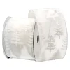 WIRED RIBBON 2.5″x10 YDS. WHITE SHEER W/ TREES