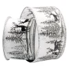 WIRED RIBBON 2.5″x10 YDS. WHITE W/ BLACK WHITE REINDEERS & TREES