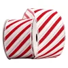 WIRED RIBBON 2.5″x10 YDS. WHITE/RED/SILVER W/ DIAGONAL STRIPES