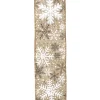 WIRED RIBBON 2.5″X10YD NATURAL W/ WHITE 7 BROWN GLITTER SNOWFLAKES