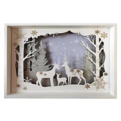 WOODEN FRAME DECORE13″X9″ WHITE DEER DESIGN