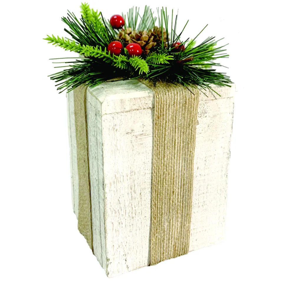 WOODEN GIFT BOX 3.5″x4.5″ WITH RUSTIC | BURLAP DECORATION
