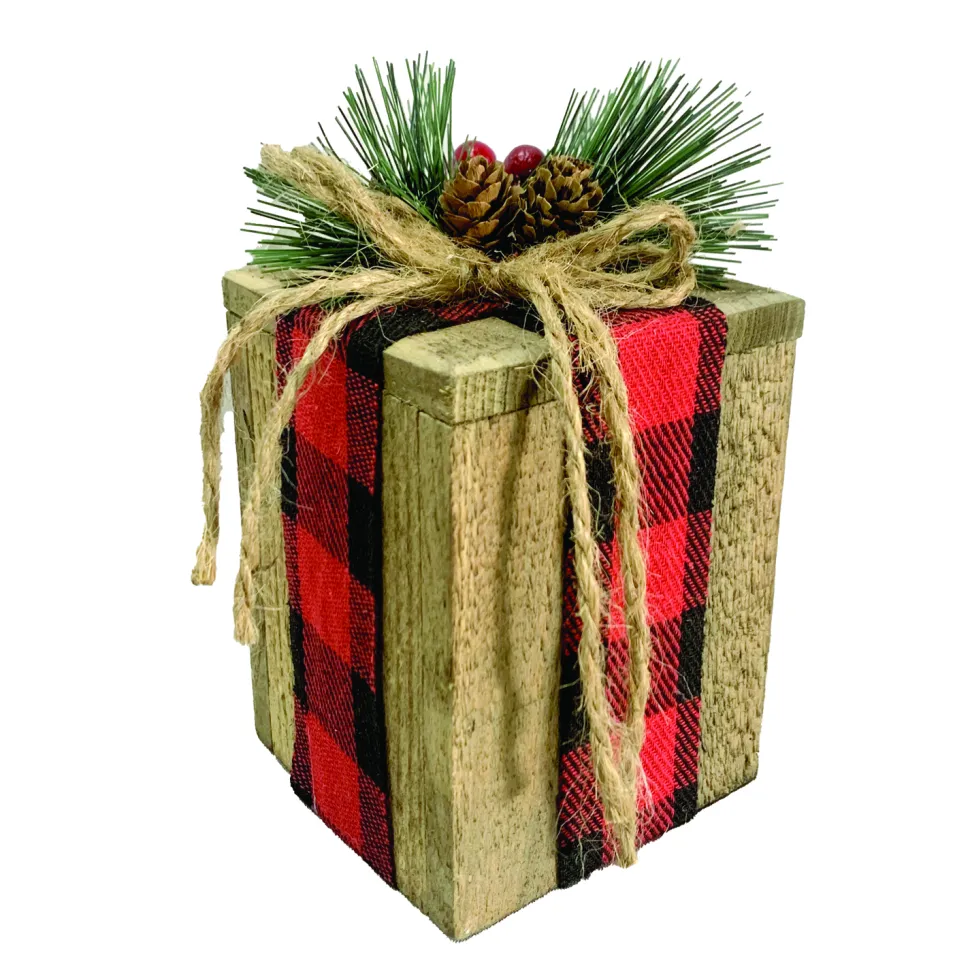 WOODEN GIFT BOX 3.5″x6″ WITH RUSTIC | BUFFALO PLAID DECORATION