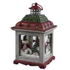 WOODEN LANTERN 11″H W/ SNOWMAN SCENE