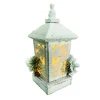 WOODEN LANTERN 13.5″Hx6.5″ TABLE DECOR WITH LED LIGHTS & SNOW