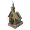 WOODEN NAT. HOUSE 15″ W/ SNOW LED LIGHTS 3AA BATTERY W/TIMER