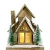 WOODEN NAT. HOUSE WOODEN 10.5″Wx13.5″H W/ LED LIGHTS SNOW AND TREES