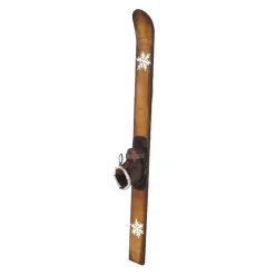 WOODEN SKI BOARD W/ SHOES 30″ BROWN/NAT