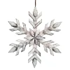 WOODEN SNOWFLAKE HANGING DECOR 14″ WHITE WASHED