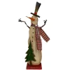 WOODEN STANDING SNOWMAN W/BASE 6″X2″X15″