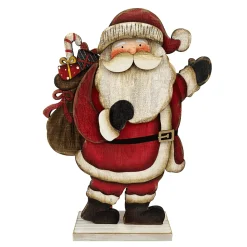 WOODEN TRADITIONAL SANTA STAND 12.5″ CARRYING GIFT