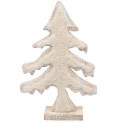 WOODEN TREE 14″ W/ SHERPA NATURAL/WHITE