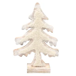 WOODEN TREE 10″ W/ SHERPA NATURAL/WHITE