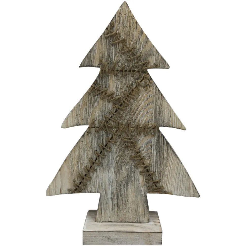 WOODEN TREE BIRCH LOOK TABLE TOP 13″ NAT. W/ STITCH PATTERN