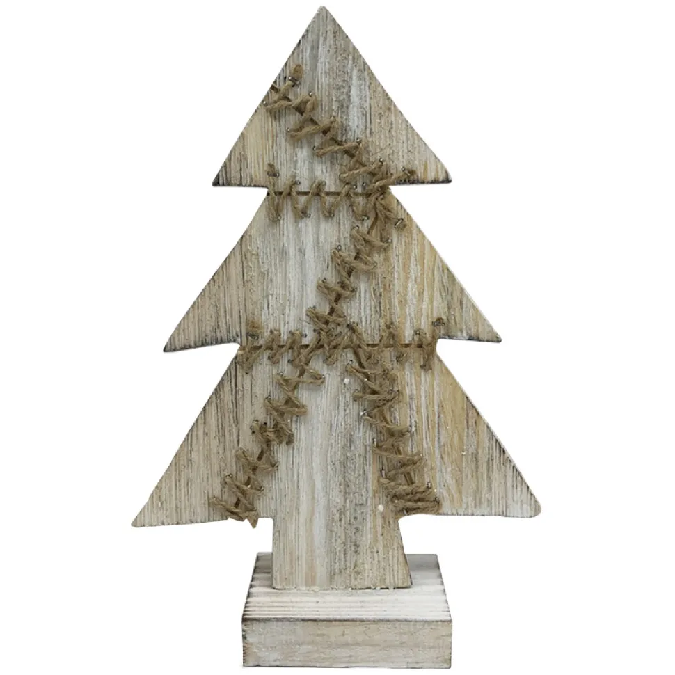 WOODEN TREE WOOD LOOK TABLE TOP 11″ NAT. W/ STITCH PATTERN