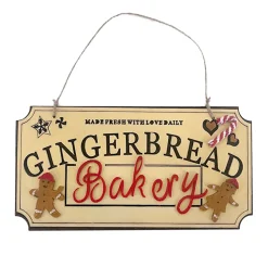 WOODEN WALL DECOR “GINGERBRAED BAKERY” 9″x4.5″ NATURAL