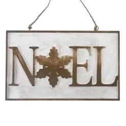 WOODEN WALL DECOR “NOEL” 8″x5″ NATURAL/WHITEWASHED