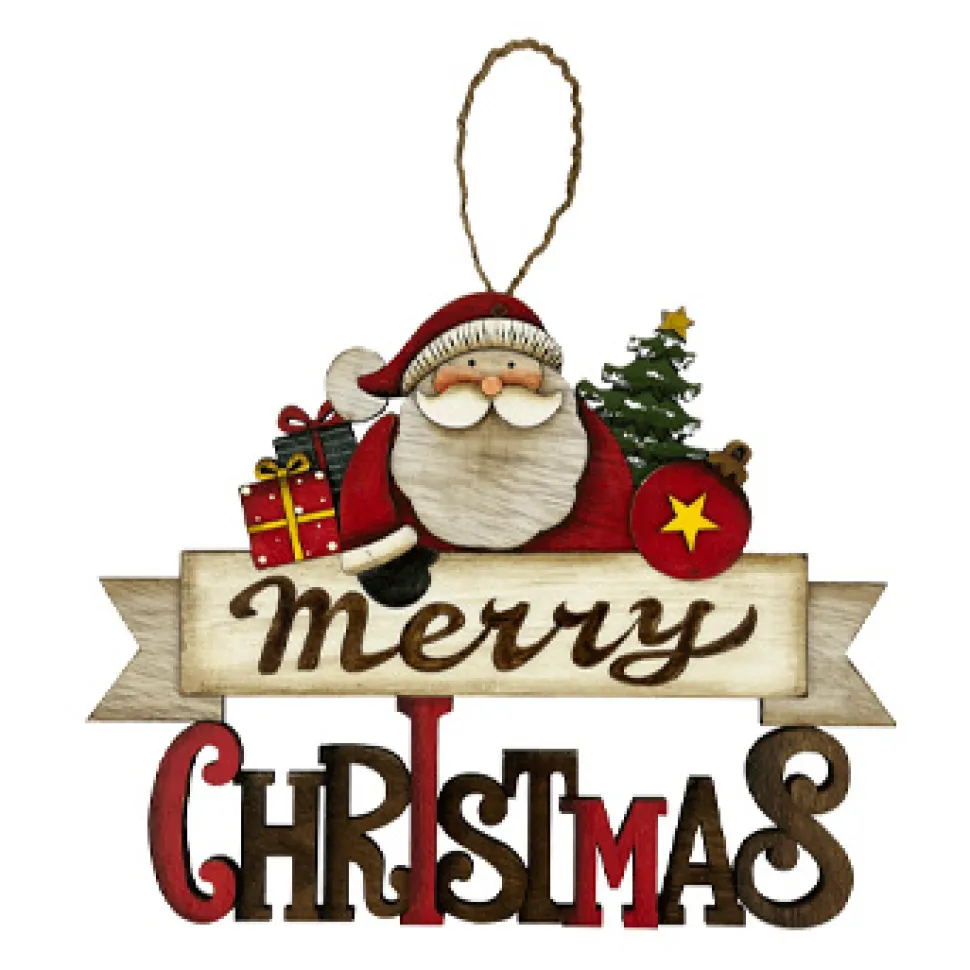 WOODEN WALL DECOR SANTA 9.5″ W/’MERRY CHRISTMAS”