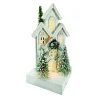WOODEN WHITE HOUSE 6.5″x15″ W/ LED LIGHTS SNOW & TREES