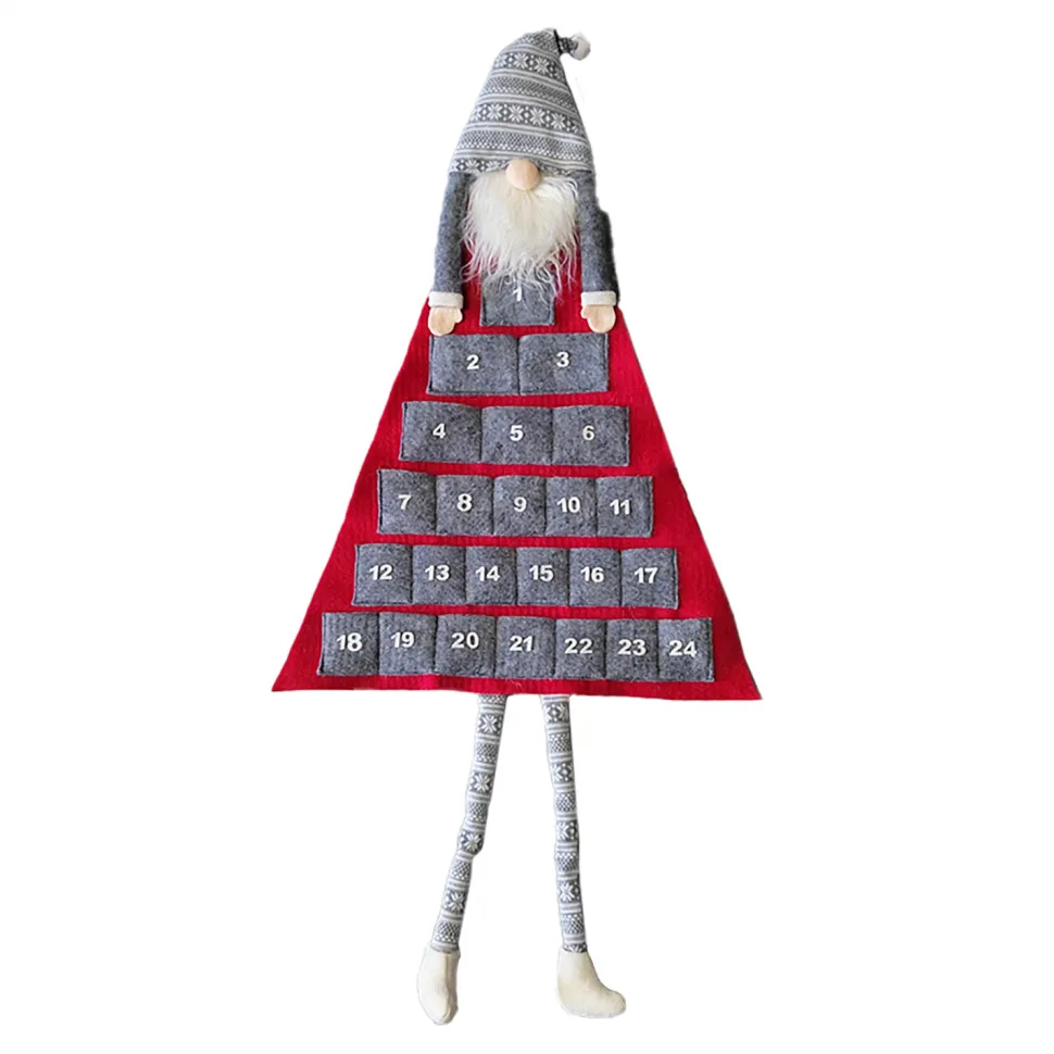WOOL SANTA HANGING ADVENT CALENDAR 40″x18″