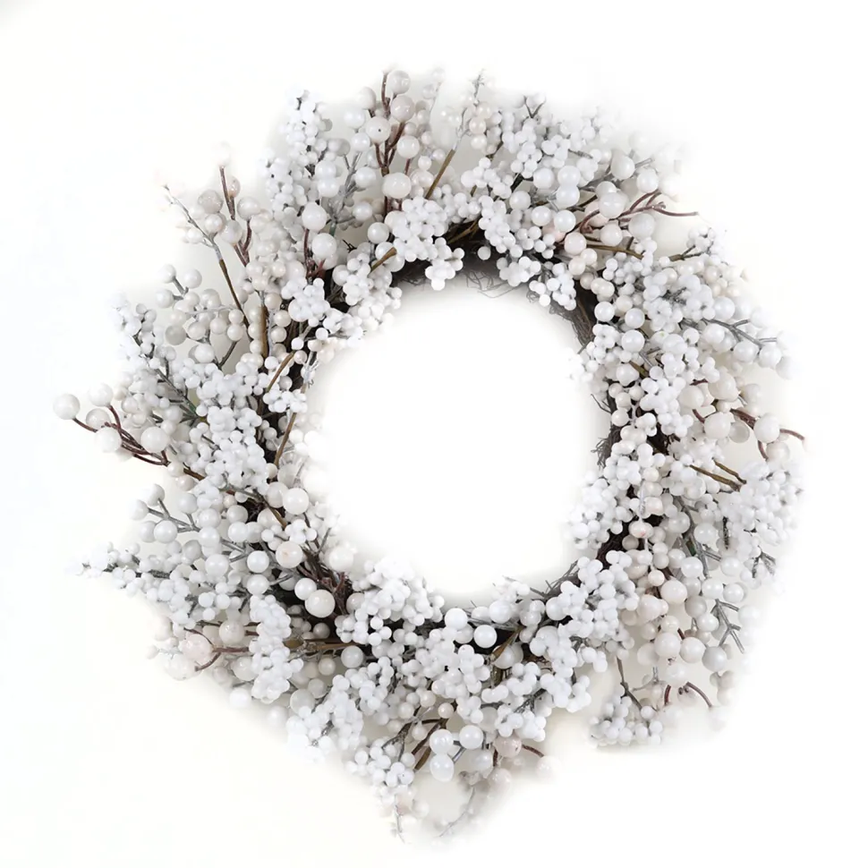 WREATH BERRY 24″ WHITE MIXED BERRIES