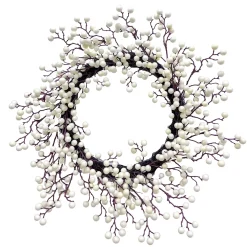 WREATH BERRY 22″ MATT WHITE