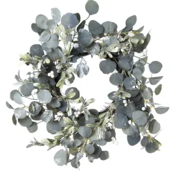 WREATH EUCALYPTUS 22″ W/ FROSTED MISTLETOE W/