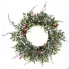WREATH GRN 24″ HOLLY LEAF, RED BERRY & MIXED PINE