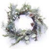 WREATH GRN 22″ MIXED PINE W/ PINE CONE & WHITE BERRIES
