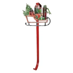 WREATH HANGER 15.5″ METAL W/ SANTA SLEIGH WITH GIFTS