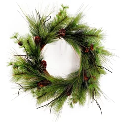 WREATH PINE 24″ MIXED NEEDLE PINE W/ PINE CONES