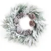 WREATH PINE FLOCKED 24″ MIXED PINE W/ PINE CONES