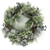 WREATH PINE FROSTED 24″ MIXED PINE W/ EUCALYPTUS, BLACK BERRY & PINE CONES
