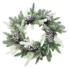 WREATH PINE FROSTED 24″ W/ NEEDLE PINE & PINE CONES